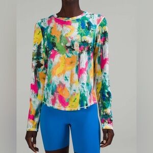 #216 NWOT Lululemon High-Neck Running Training Long Sleeve-No Limits Multi Sz20